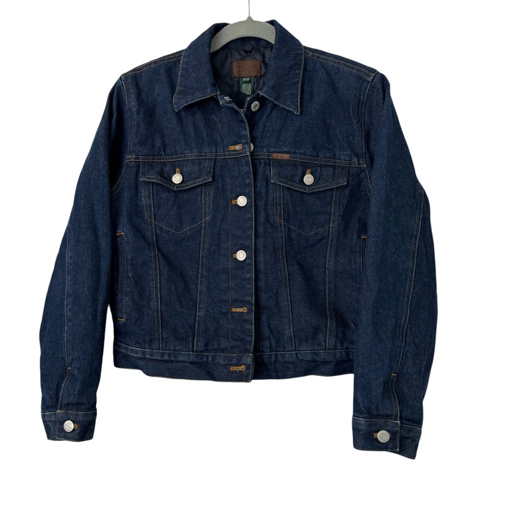 VtG Lauren Jeans Co Denim Trucker Jacket Authentic Dry Goods Womens Lined Small